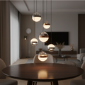 Lustre six globes en métal noir et nickel brillant Aeris