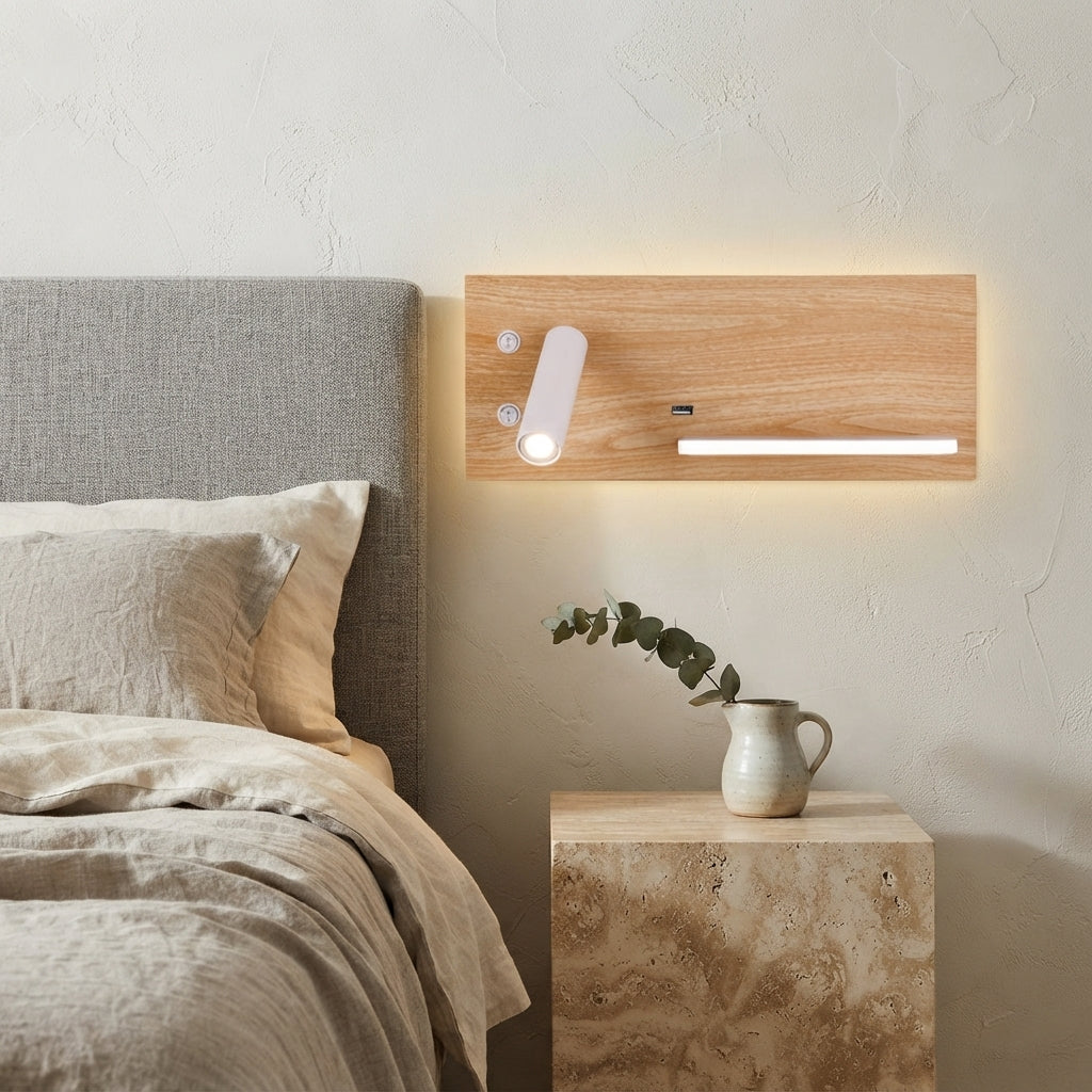 Applique murale aspect bois liseuse sans fil rechargeable Cabane