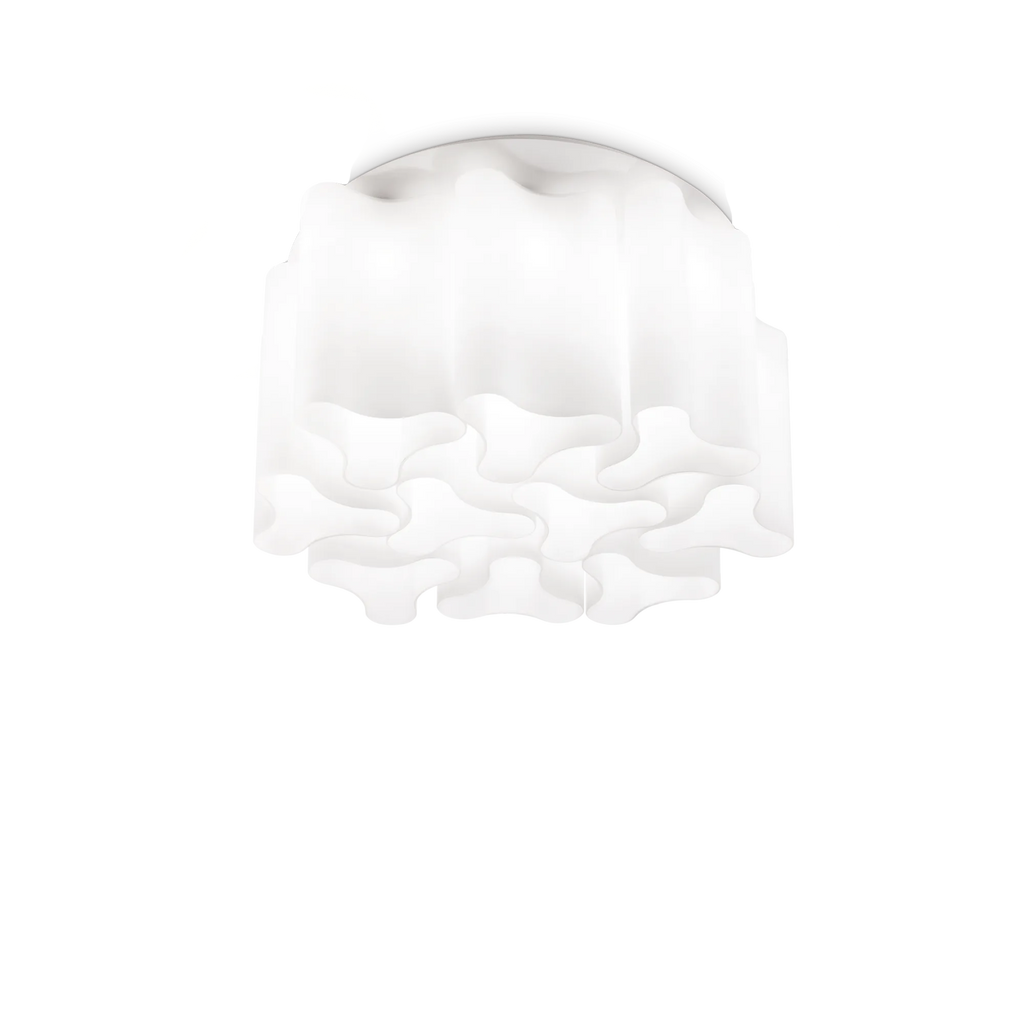 Lustre plafonnier à dix lumières en verre soufflé blanc Nocturi – vue 2