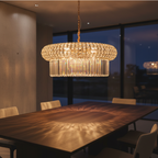 Lustre en cristal taillé à seize lumières et monture dorée Torvale