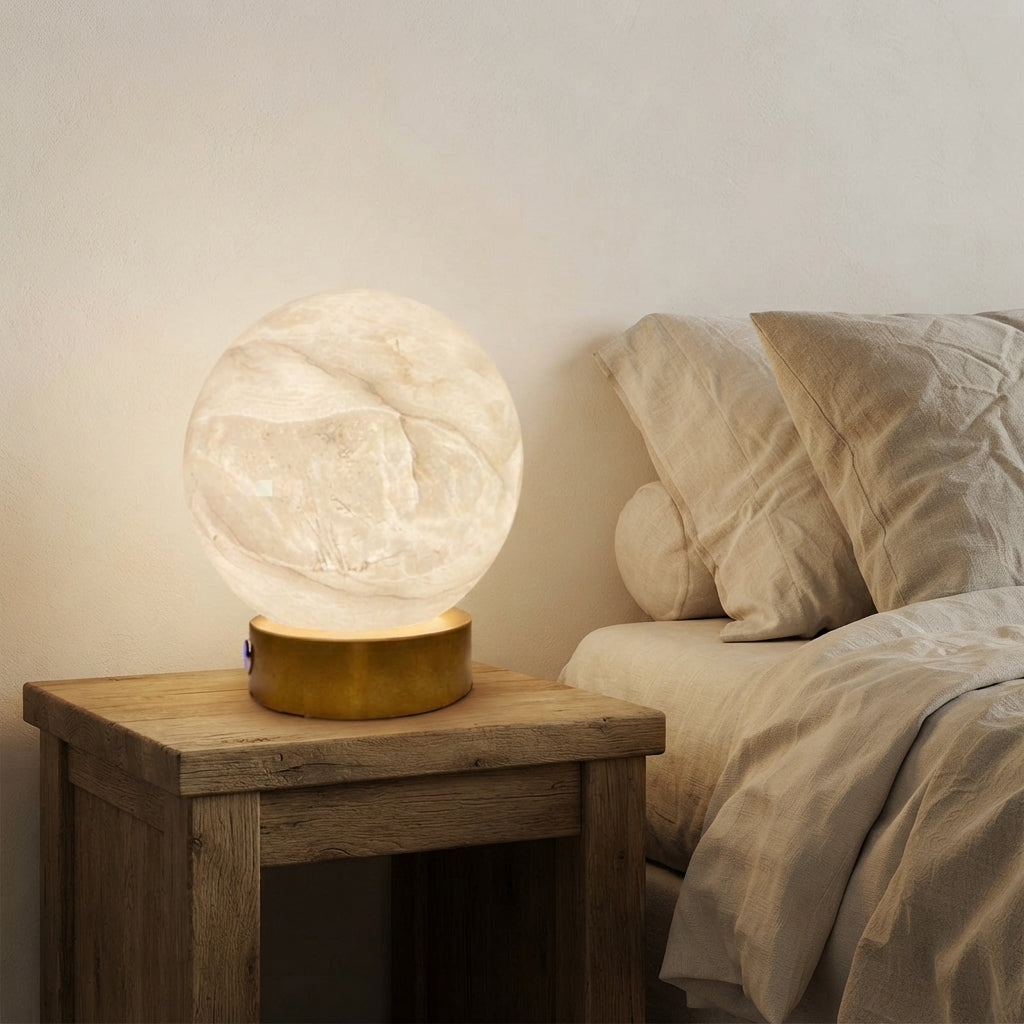 Lampe de chevet sans fil tactile en albâtre Lune