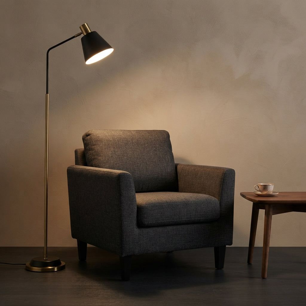 Lampadaire liseuse en marbre à bras noir Feuillet