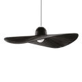 Lustre chapeau en ruban de tissu satiné crème Ombrelle, finition noire