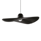 Lustre chapeau en ruban de tissu satiné crème Ombrelle, finition noire