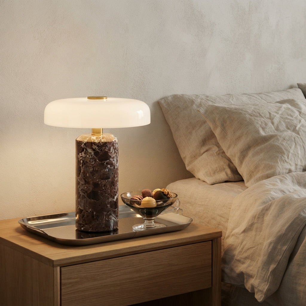 Lampe sans fil rechargeable en marbre Opéra – mise en situation (visuel d’ambiance)