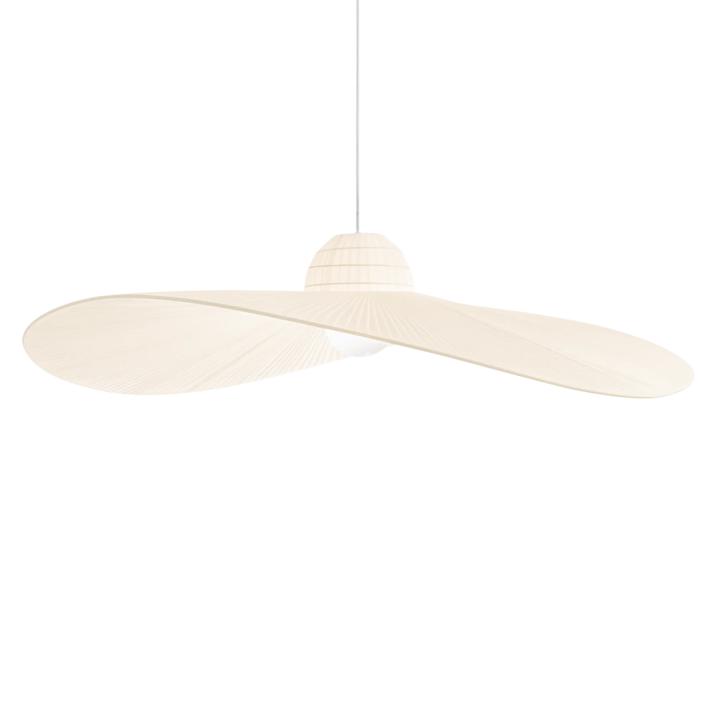 Suspension grand disque ondulé en tissu ivoire Ravelo – vue 2