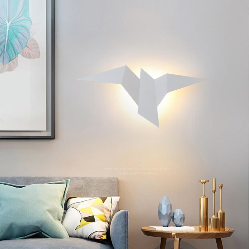 Applique murale oiseau origami Martinet, finition blanche