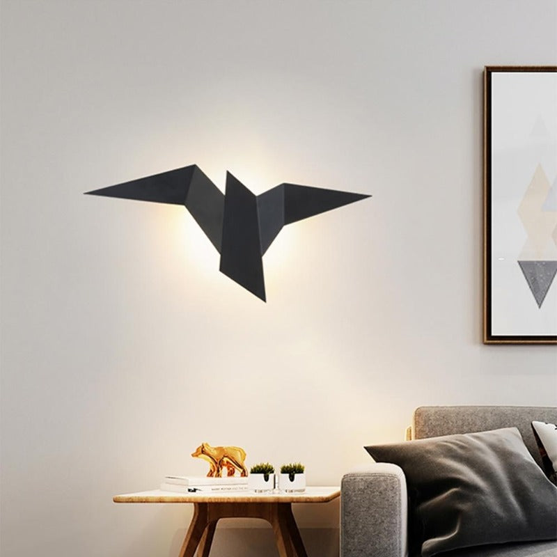 Applique murale oiseau origami Martinet, finition noire