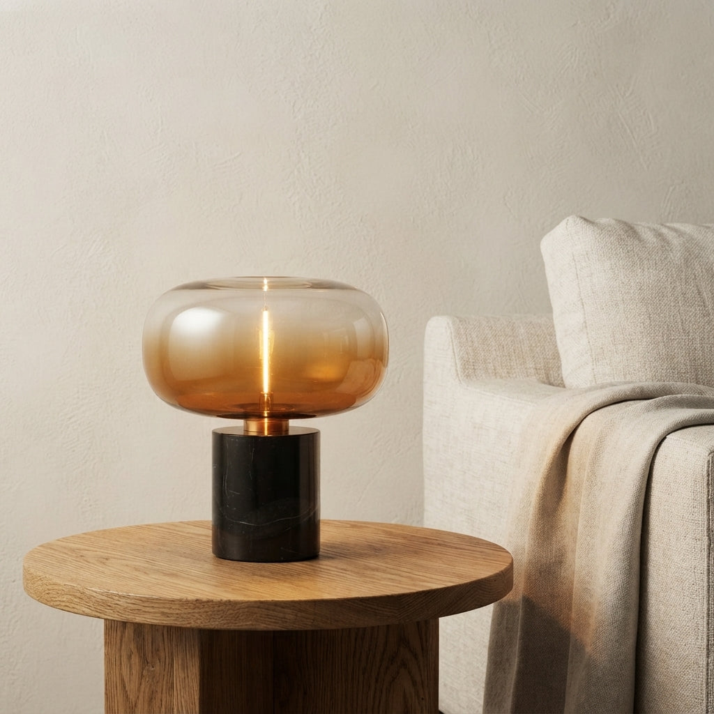 Lampe à poser sans fil rechargeable dôme ambré dégradé Estuaire
