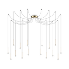 Lustre pluie de seize points LED finition laiton Solenne – vue 2