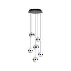Lustre six globes en métal noir et nickel brillant Aeris – vue 2