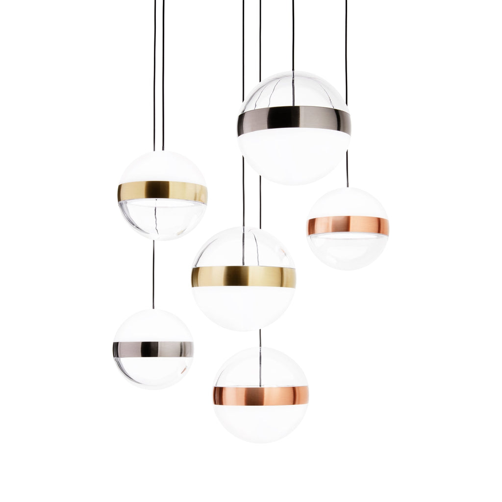 Lustre six globes en métal noir et nickel brillant Aeris – vue 4