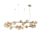 Lustre à trente lumières en verre soufflé ambré et laiton Faelia – vue 2