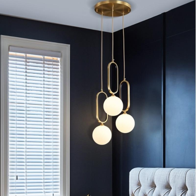 Suspension trois globes en verre et laiton en cascade Triolet – vue 3