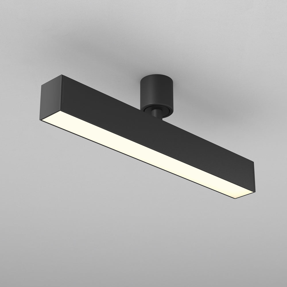 Spot linéaire en aluminium noir à diffuseur blanc Vesta