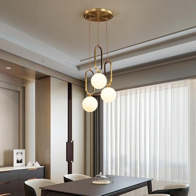 Suspension trois globes en verre et laiton en cascade Triolet – vue 2