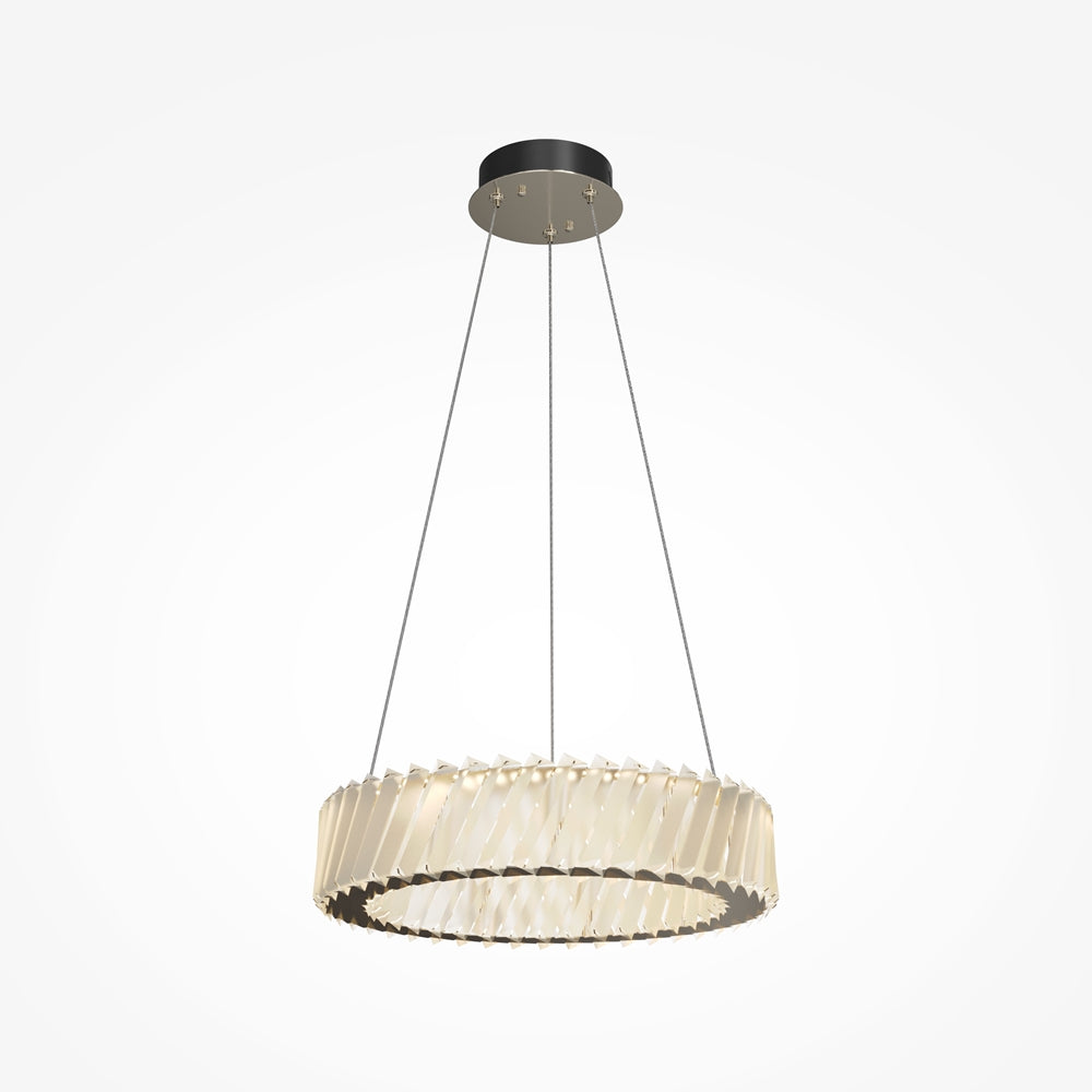 Suspension couronne plissée en métal beige Denia