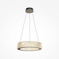 Suspension couronne plissée en métal beige Denia