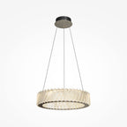 Suspension couronne plissée en métal beige Denia