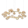Lustre à vingt-cinq lumières en verre soufflé ambré Ondee – vue 2