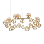 Lustre à vingt-cinq lumières en verre soufflé ambré Ondee – vue 2