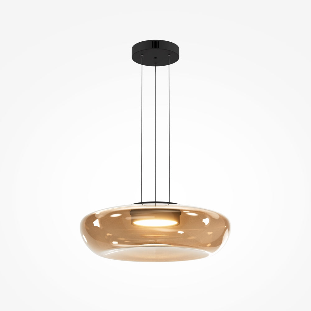Suspension grand diamètre en métal noir à trois câbles Voga