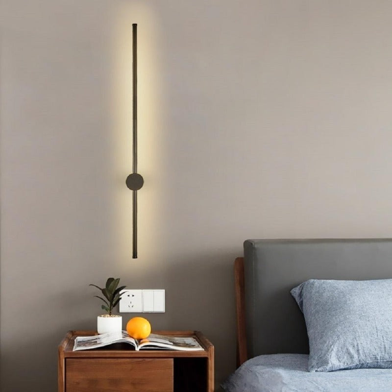 Applique murale ligne fine noire Nervure, finition noire