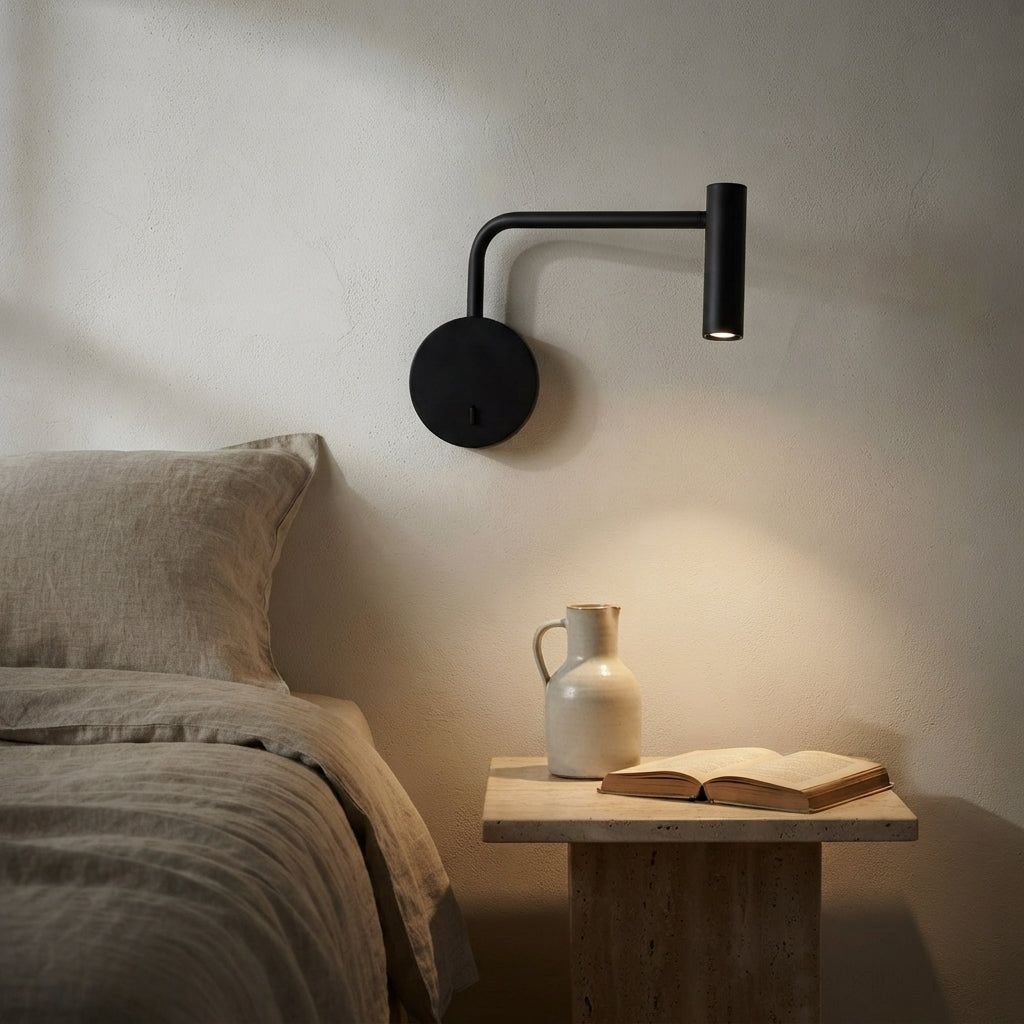 Applique murale orientable noire bras en équerre Coudée – mise en situation (visuel d’ambiance)