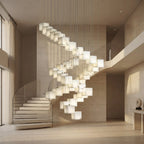 Lustre carré en albâtre en cascade Essaim – mise en situation (visuel d’ambiance)