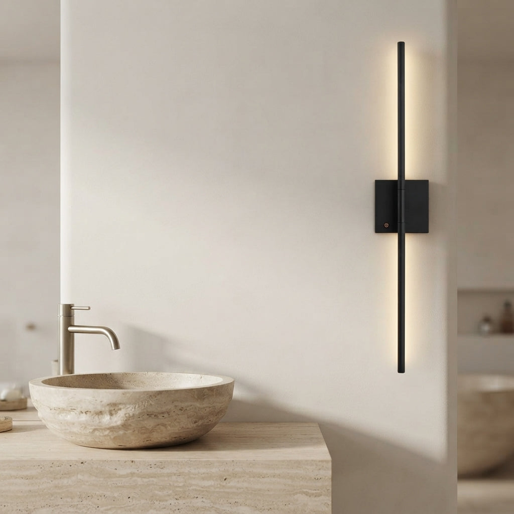 Applique murale linéaire noire élancée sans fil rechargeable Charme