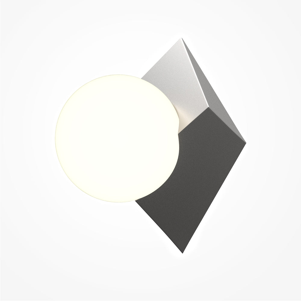 Applique murale globe blanc sur losange en métal platine Zephyr