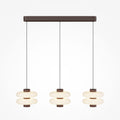 Suspension barre en métal marron à trois lampes blanches Rania