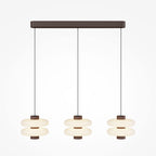 Suspension barre en métal marron à trois lampes blanches Rania