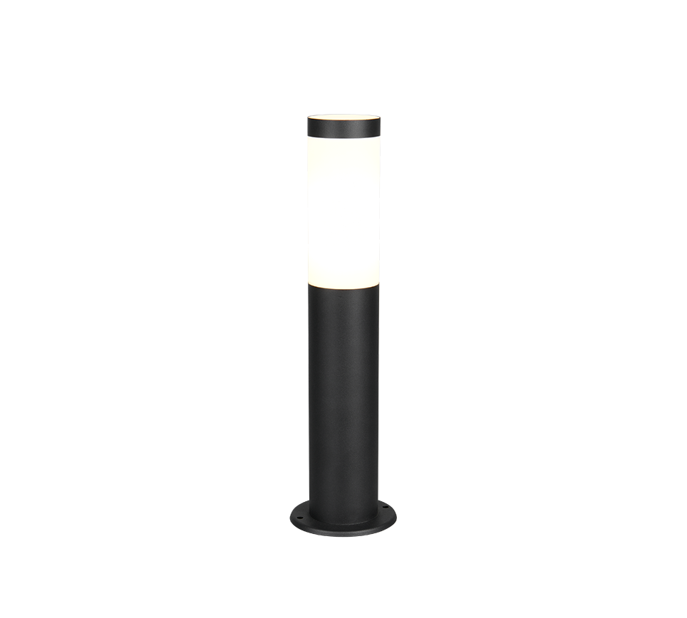 Lampadaire d'extérieur cylindre noir mat en acier inoxydable Ferrano – vue 3