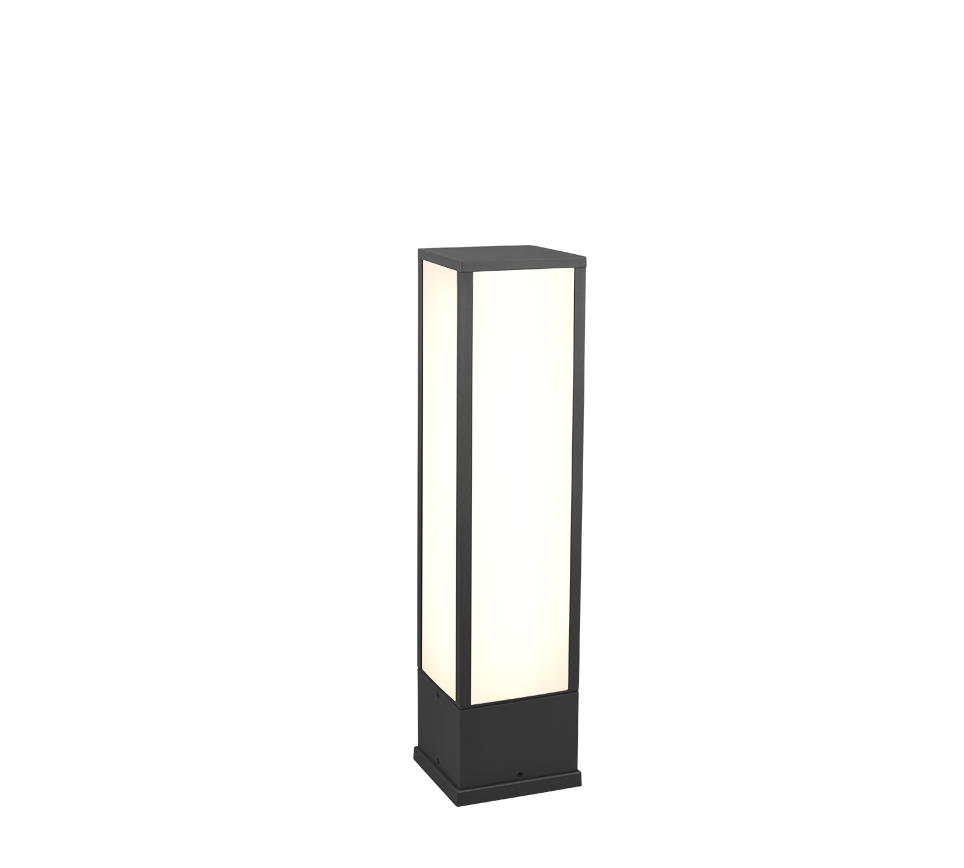 Lampadaire d'extérieur anthracite à diffuseur blanc Roccia