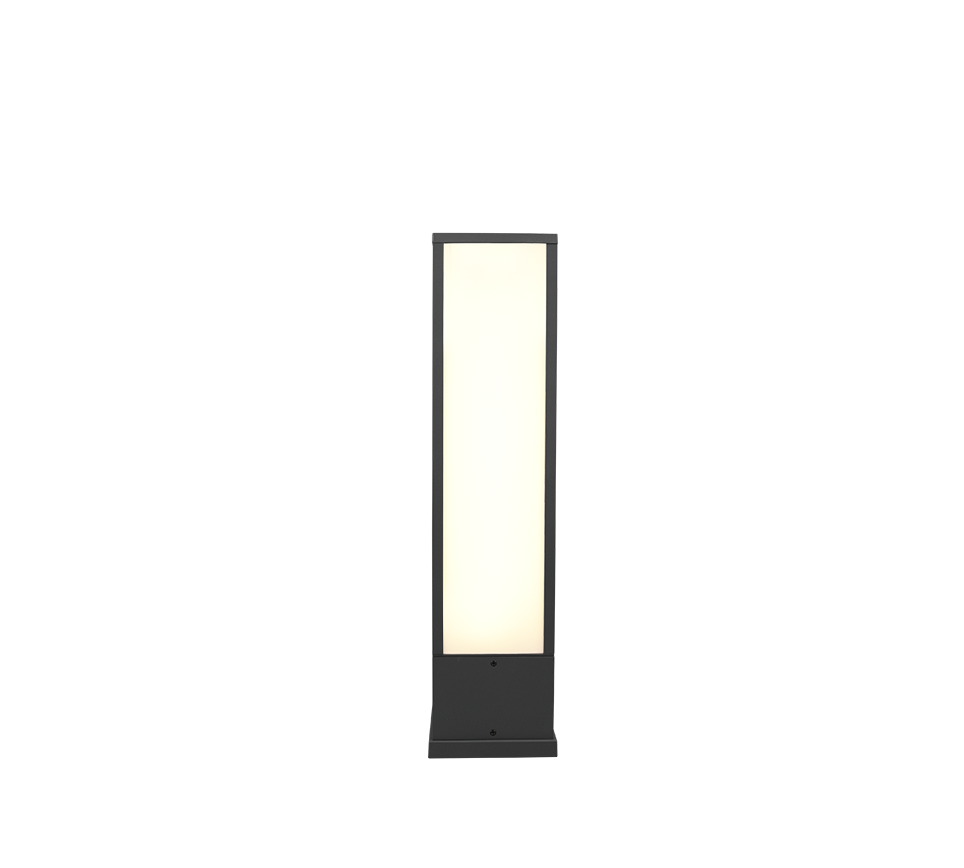 Lampadaire d'extérieur anthracite à diffuseur blanc Roccia