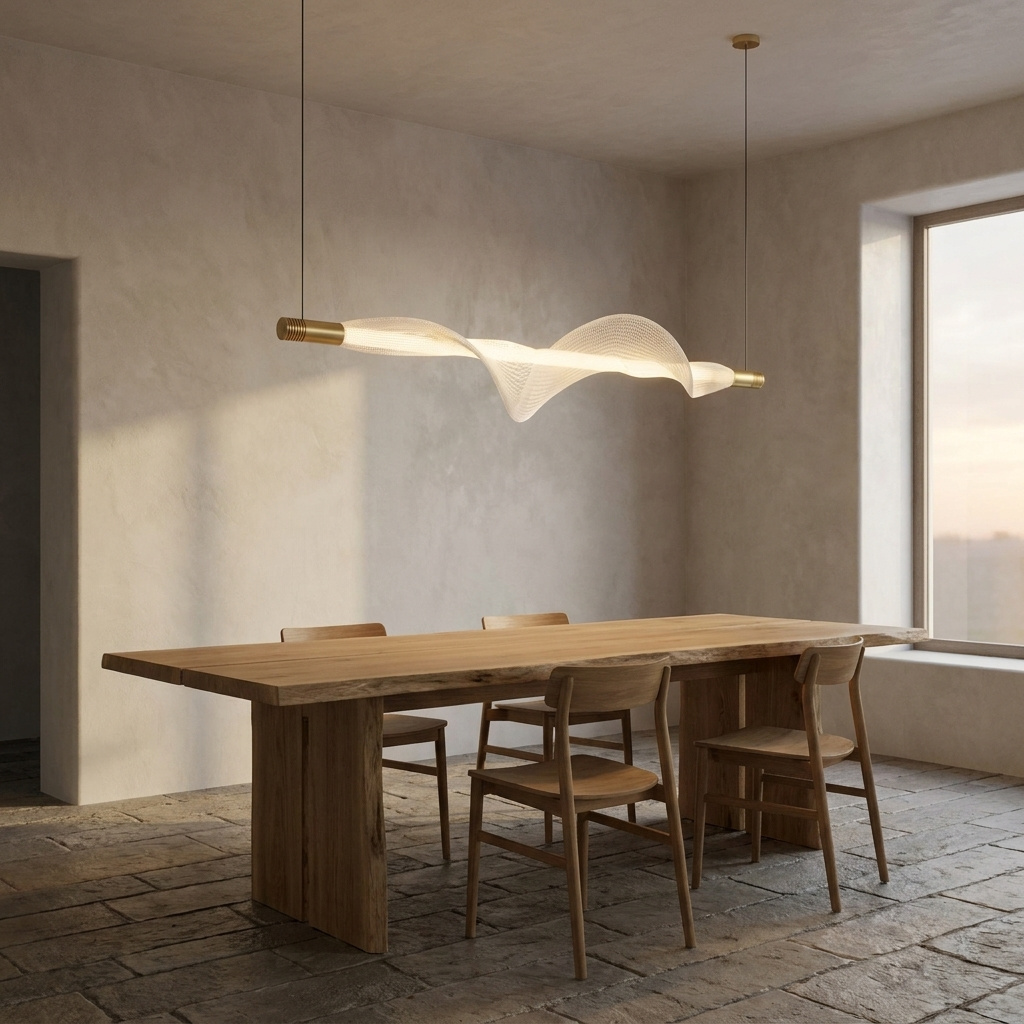 Lustre linéaire ruban lumineux ondulé Écharpe