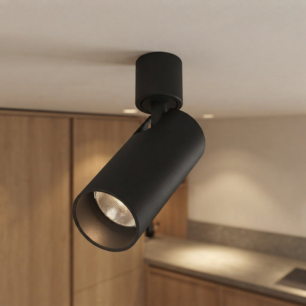 Spot cylindrique orientable en aluminium noir Aurea