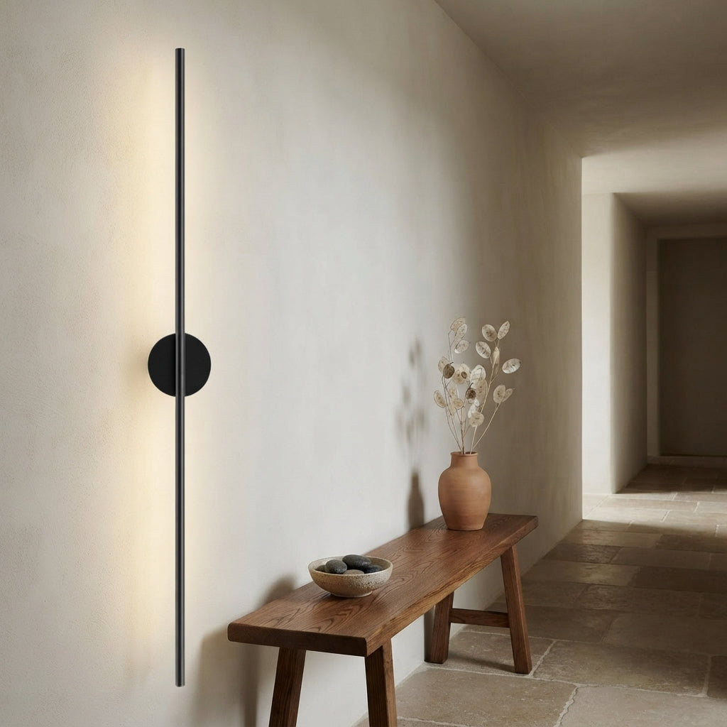 Applique murale linéaire noire platine ronde Azimut