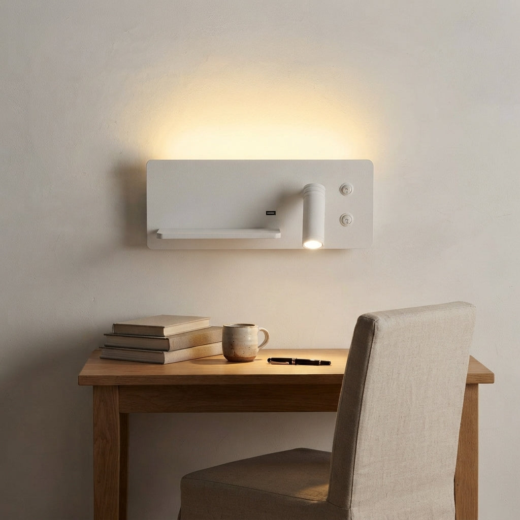 Applique murale blanche à tablette sans fil rechargeable Abaque