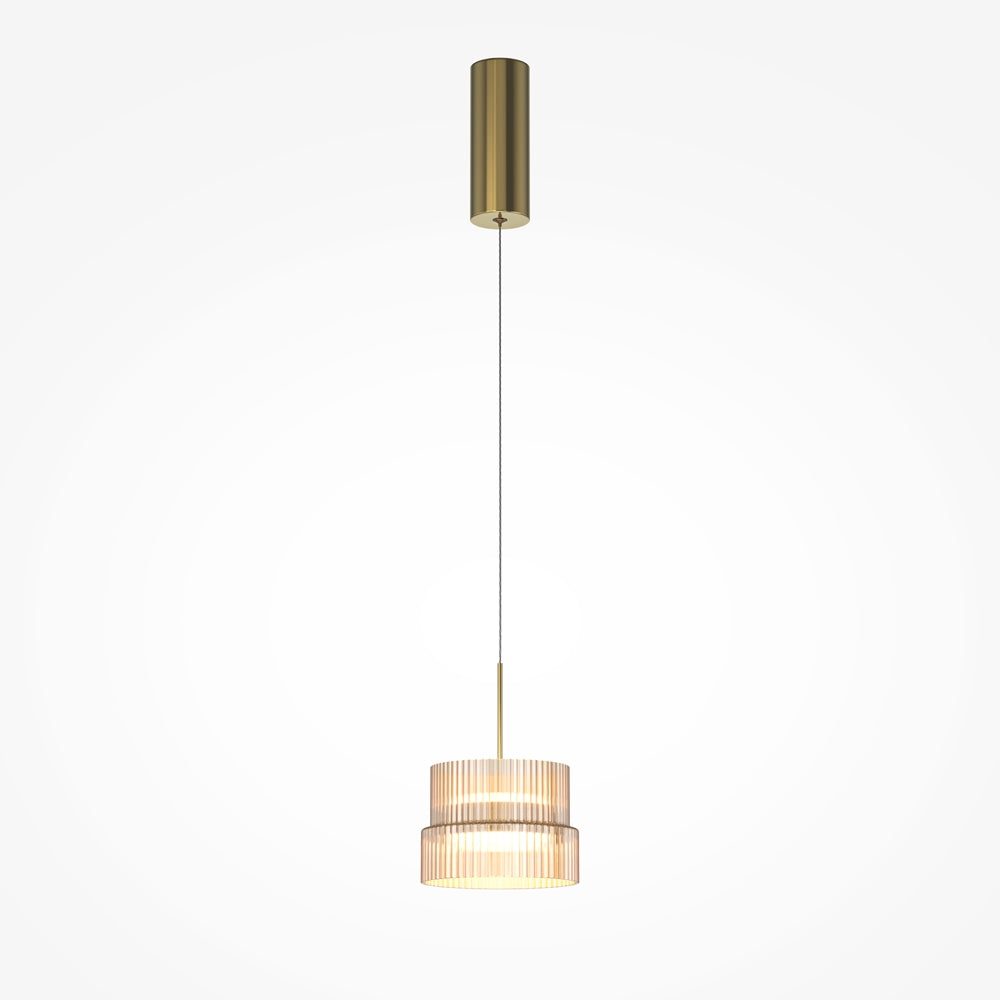 Suspension petite cloche striée en métal finition bronze Verve