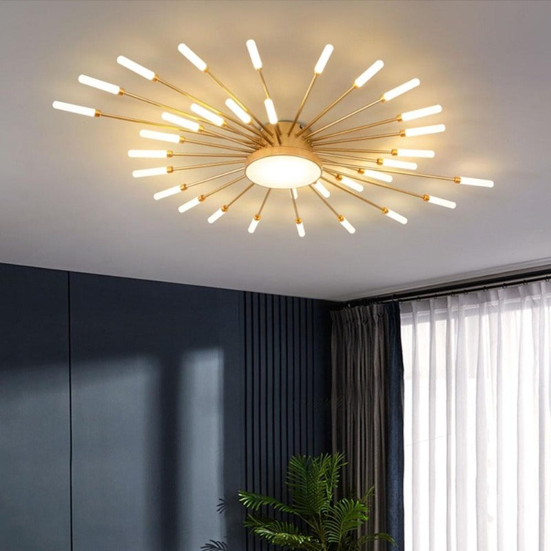 Plafonnier spirale rayonnante dorée Tourbillon, finition dorée