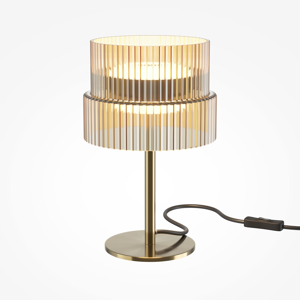 Lampe à poser abat-jour plissé en métal finition bronze Nael