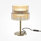 Lampe à poser abat-jour plissé en métal finition bronze Nael