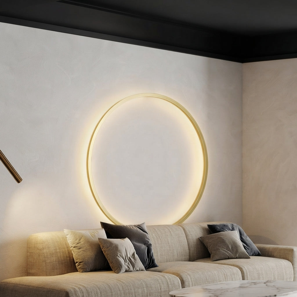 Applique murale anneau doré rétroéclairé Couronne – mise en situation (visuel d’ambiance)