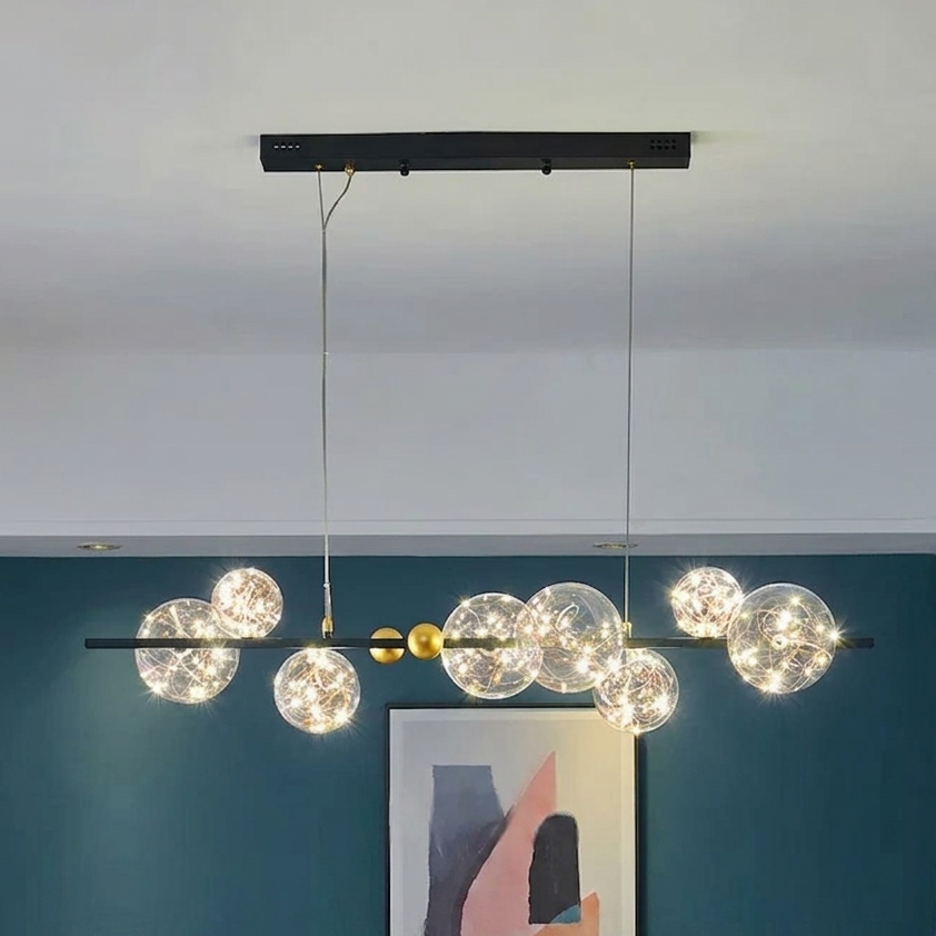 Lustre couronne noire en fer et verre transparent Perséide – vue 2