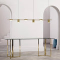 Suspension barre en métal doré à six lampes alignées Tablature, finition dorée