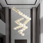 Lustre carré en albâtre en cascade Essaim