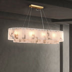 Lustre en albâtre ovale allongé Frise
