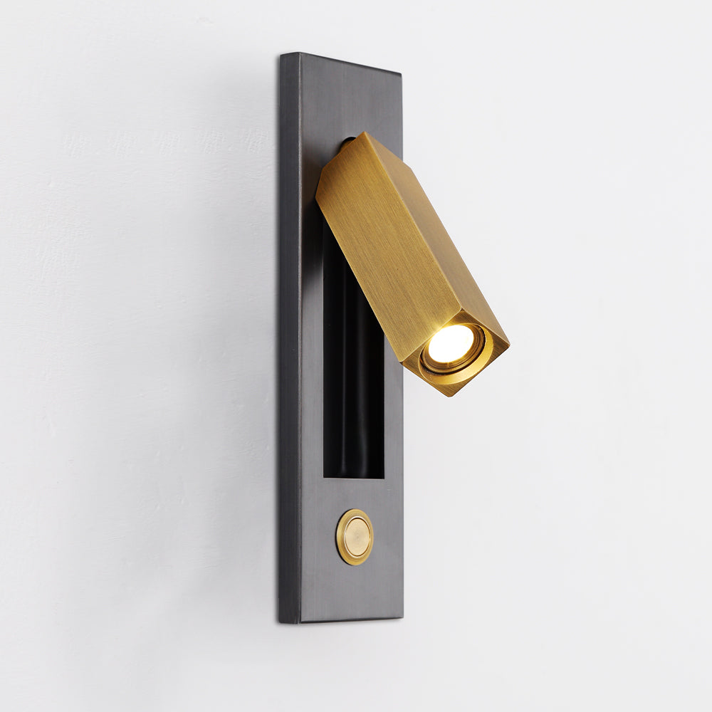 Applique murale noire spot carré doré pivotant Crémone